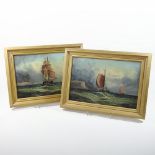 Grant, (early 20th century), sailing boats at sea, oil on board, a pair,