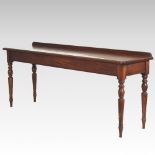 A large Victorian style hand made serving table, on turned legs,