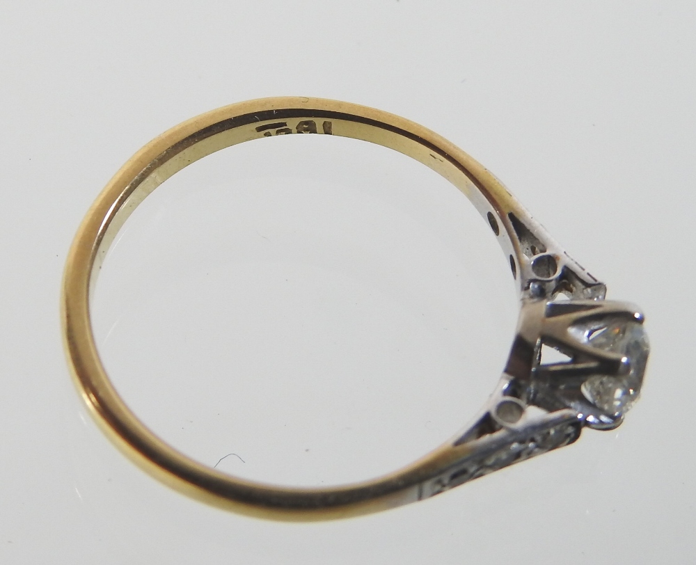 An early 20th century 18 carat gold solitaire diamond ring, approximately 0. - Image 2 of 3