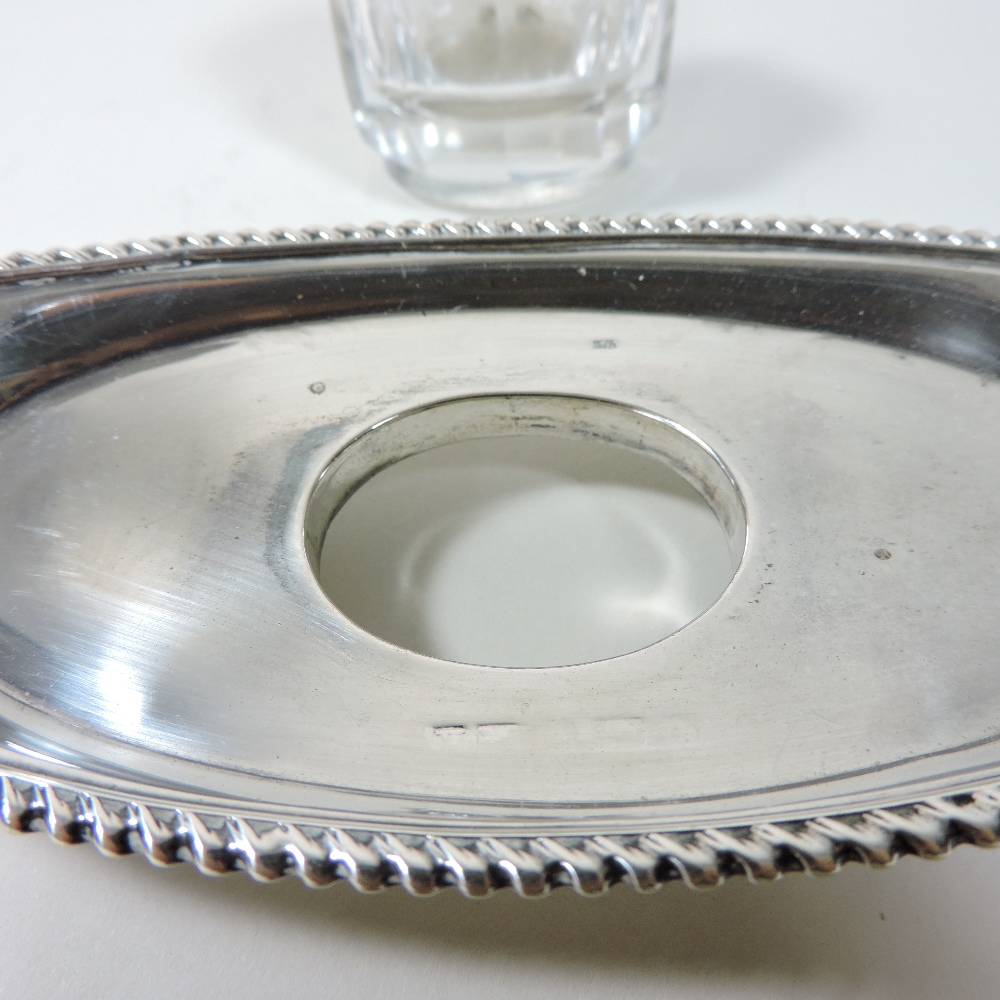 An early 20th century silver desk stand, of elliptical shape, with a gadrooned border, - Image 7 of 7