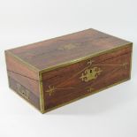 A 19th century rosewood and cut brass inlaid writing slope,