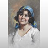 Eduardo Forlenza, (1861-1934), portrait of a Neapolitan girl, signed oil on canvas,