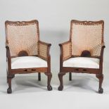 A pair of Art Deco single cane bergere chairs