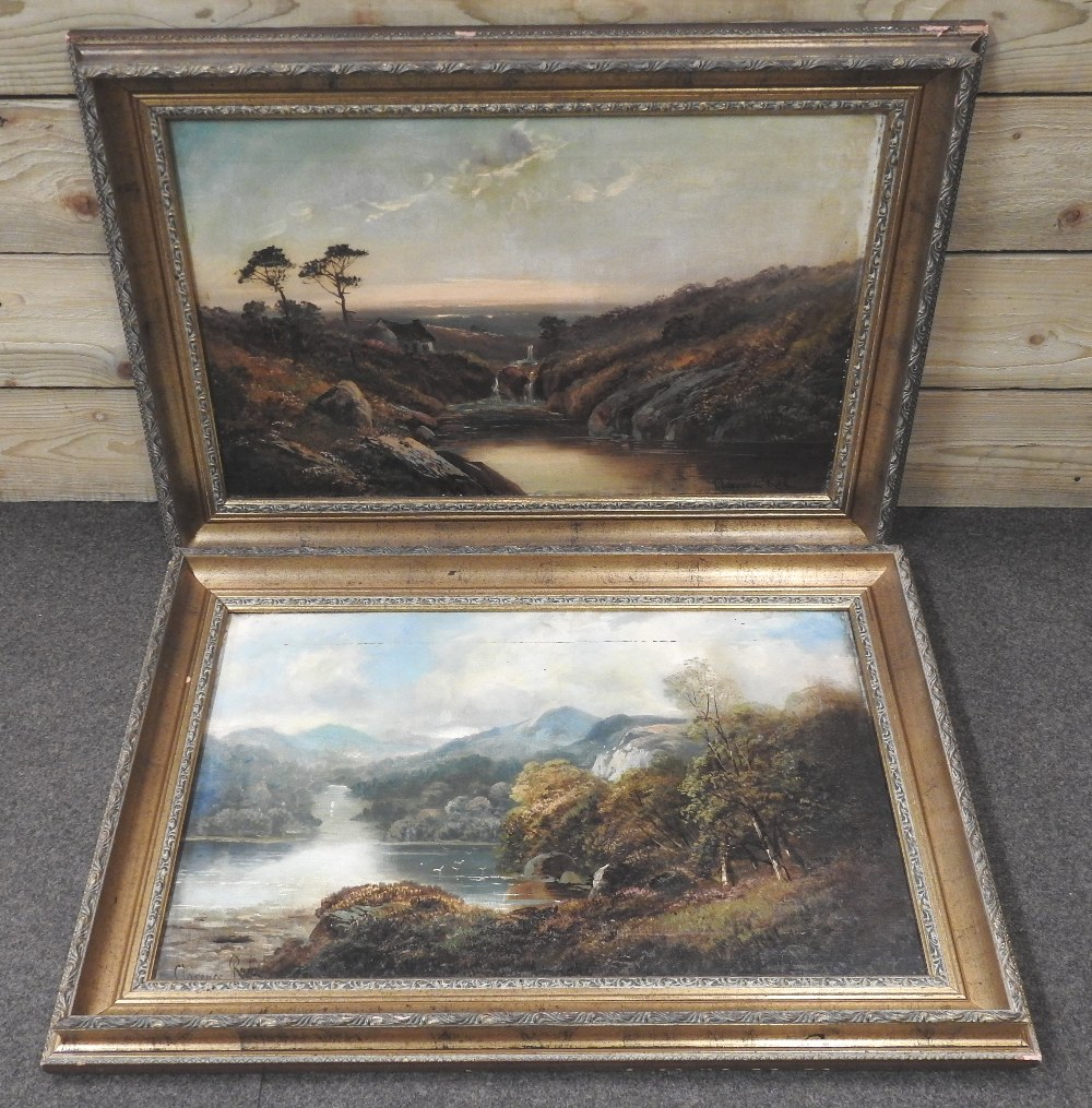 Clarence Roe, (1850-1909), mountain river landscape, signed, oil on canvas, - Image 6 of 15