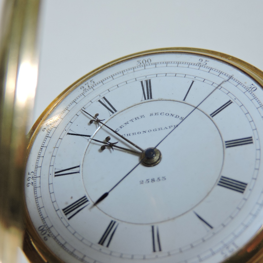 A 19th century 18 carat gold cased full hunter chronograph pocket watch, - Image 4 of 6