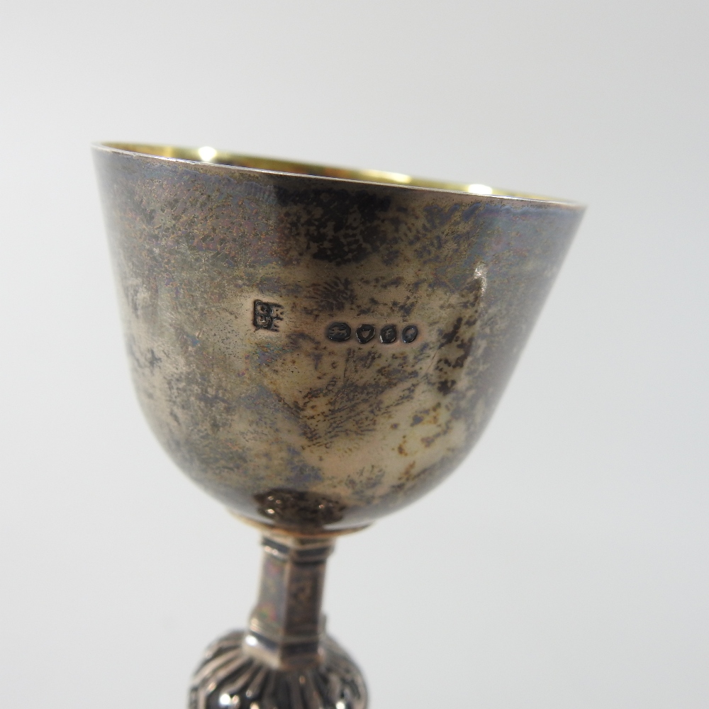 A Victorian silver travelling communion set, with engraved decoration, comprising a chalice, - Image 13 of 13