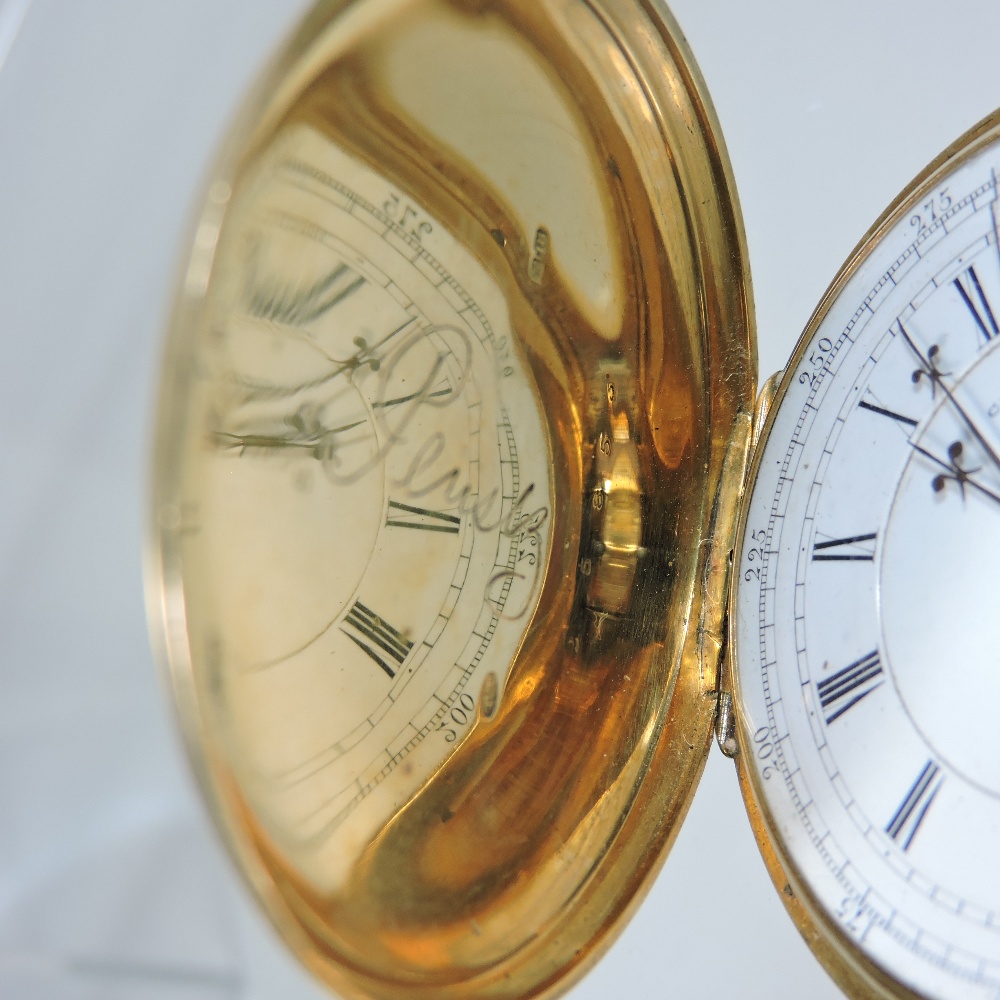 A 19th century 18 carat gold cased full hunter chronograph pocket watch, - Image 3 of 6