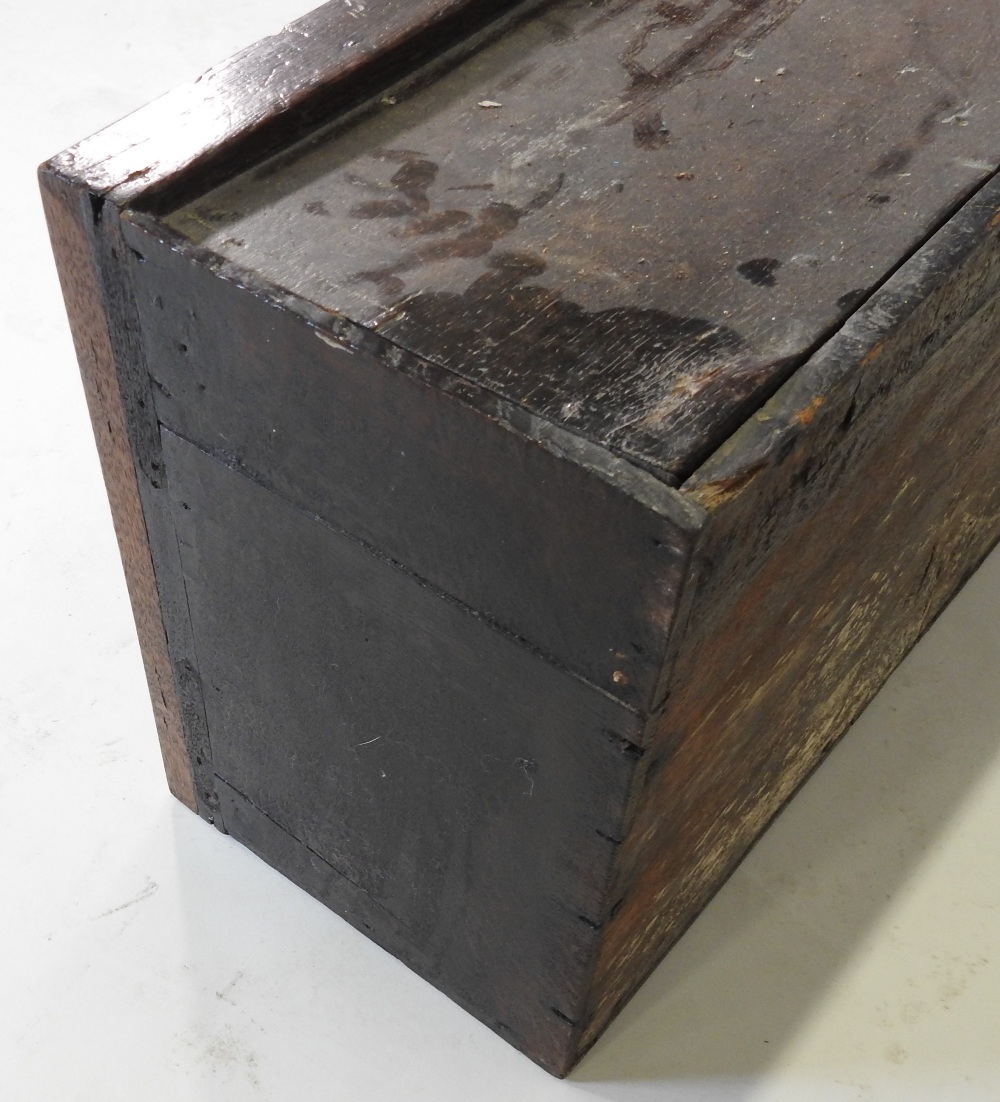 An 18th century carved oak spice cabinet, fitted with an arrangement of twelve short drawers, - Image 3 of 8