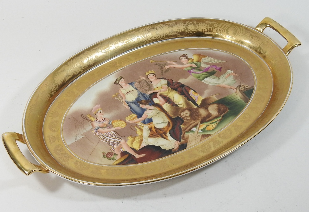 A 20th century KPM style porcelain tray, painted with figures, - Image 4 of 7