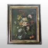 English School, (19th century), still life of flowers, oil on canvas,
