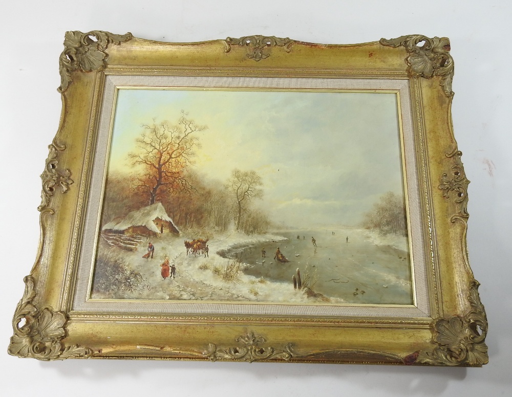 C Klyn, (20th century), Dutch winter landscape, signed oil on canvas, together with the companion, - Image 2 of 7