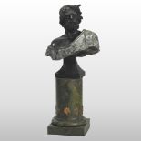 A life size bronze and carved marble portrait bust, of a bearded gentleman,
