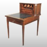 A 19th century French rosewood and brass mounted writing desk, having a fitted superstructure,