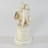 A 19th century French Dieppe carved ivory figure group, in the form of two cherubs,