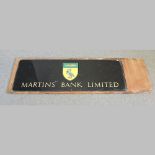 A Martins Bank Limited perspex advertising sign,