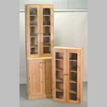 A pine glazed cabinet, 80cm,