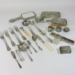 A collection of silver items,