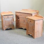 A Marks and Spencer pine chest, containing three long drawers, 84cm,