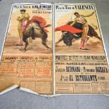 Two 1950's Spanish bull fighting posters, Plaza de Toros de Valencia,