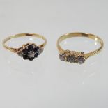 A 9 carat gold cluster ring,