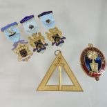 A collection of Masonic badges