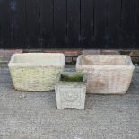 A pair of reconstituted stone garden planters, 53cm,