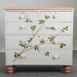 An antique painted pine chest,