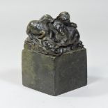 A modern Chinese carved soapstone seal,