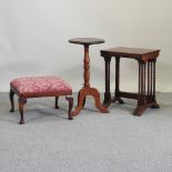 An Edwardian nest of three mahogany and satinwood banded occasional tables, 47cm,