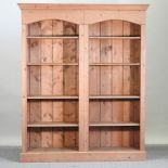 A modern pine standing open bookcase,