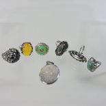 A collection of silver and costume jewellery rings,