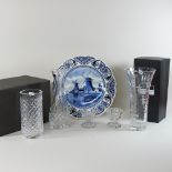 A Royal Doulton cut glass vase, together with a Stuart crystal vase,