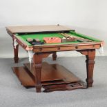 An early 20th century mahogany Riley mahogany snooker dining table, stamped A71361, 225 x 118cm,