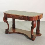 A Victorian burr walnut writing table, with a green leather inset top,