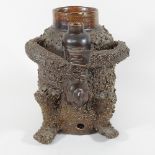 An 18th century Nottingham salt glazed stoneware bear baiting jug base (no cover),