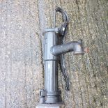 A black painted cast iron garden pump,