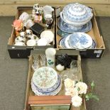 Three boxes of china and glass,