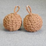 A coir ball fender, 30cm,