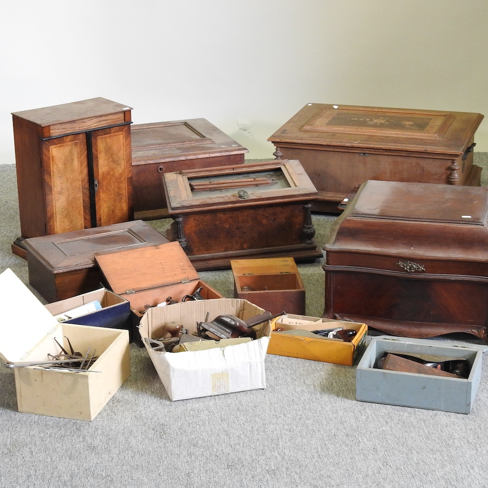 A 19th century Swiss musical box case, 73cm,