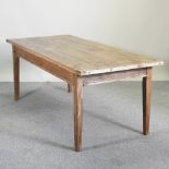 A rustic pine dining table,