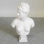 A plaster bust of a lady,