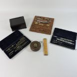 An early 20th century compass set, in a fitted case,