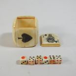 A reproduction bone effect dice box, 4cm,