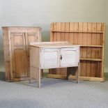 An antique pine side cabinet, 86cm,