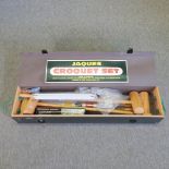 A Jacques croquet set, in a fitted box,