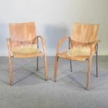 A set of six laminated bentwood dining chairs,