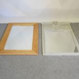 A modern oak framed wall mirror, 138 x 91cm,