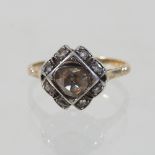 A Victorian yellow diamond cluster ring,