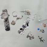 A collection of mainly silver jewellery, together with a Rotary wristwatch,