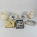 A pair of Mappin & Webb Canadian Pacific ashtrays, together with a Mappin & Webb dish,